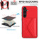 Samsung Galaxy S24 5G Rhombic Texture Card Bag RFID Phone Case with Long Lanyard - Red