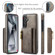 Samsung Galaxy S24 5G DG.MING M5 Series Zip RFID Multi Card Detachable Leather Phone Case - Coffee