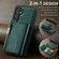 Samsung Galaxy S24 5G DG.MING M5 Series Zip RFID Multi Card Detachable Leather Phone Case - Green