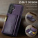 Samsung Galaxy S24 5G DG.MING M5 Series Zip RFID Multi Card Detachable Leather Phone Case - Purple