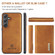 Samsung Galaxy S24 5G DG.MING M1 Series 3-Fold Multi Card Wallet + Magnetic Phone Case - Brown