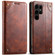 Samsung Galaxy S24 Ultra 5G Suteni Baroque Calf Texture Buckle Wallet Leather Phone Case - Khaki