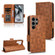 Samsung Galaxy S24 Ultra 5G Symmetrical Triangle Leather Phone Case - Brown