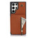 Samsung Galaxy S24 Ultra 5G YM006 Skin Feel Zipper Card Bag Phone Case with Dual Lanyard - Brown