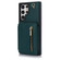 Samsung Galaxy S24 Ultra 5G YM006 Skin Feel Zipper Card Bag Phone Case with Dual Lanyard - Green