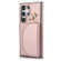Samsung Galaxy S24 Ultra 5G YM007 Ring Holder Card Bag Skin Feel Phone Case - Rose Gold