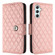 Samsung Galaxy A14 4G / 5G Rhombic Texture Flip Leather Phone Case with Lanyard - Coral Pink