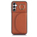 Samsung Galaxy A14 4G / 5G YM007 Ring Holder Card Bag Skin Feel Phone Case - Brown