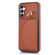 Samsung Galaxy A14 4G / 5G YM007 Ring Holder Card Bag Skin Feel Phone Case - Brown