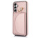 Samsung Galaxy A14 4G / 5G YM007 Ring Holder Card Bag Skin Feel Phone Case - Rose Gold