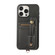 iPhone 15 Pro Max 01 RFID Card Bag Cowhide Texture PU Phone Case - Black