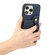 iPhone 15 Pro Max 01 RFID Card Bag Cowhide Texture PU Phone Case - Blue