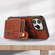 iPhone 15 Pro Max 01 RFID Card Bag Cowhide Texture PU Phone Case - Brown