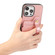 iPhone 15 Pro Max 01 RFID Card Bag Cowhide Texture PU Phone Case - Pink