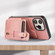 iPhone 15 Pro Max 01 RFID Card Bag Cowhide Texture PU Phone Case - Pink