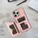 iPhone 15 Pro Max 01 RFID Card Bag Cowhide Texture PU Phone Case - Pink