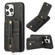 iPhone 15 Pro Max 02 RFID Card Bag Cowhide Texture PU Phone Case - Black