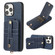 iPhone 15 Pro Max 02 RFID Card Bag Cowhide Texture PU Phone Case - Blue