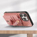 iPhone 15 Pro Max 02 RFID Card Bag Cowhide Texture PU Phone Case - Pink