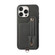 iPhone 15 Pro Max 03 RFID Card Bag Cowhide Texture PU Phone Case - Black