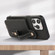 iPhone 15 Pro Max 03 RFID Card Bag Cowhide Texture PU Phone Case - Black