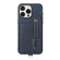 iPhone 15 Pro Max 03 RFID Card Bag Cowhide Texture PU Phone Case - Blue