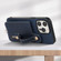 iPhone 15 Pro Max 03 RFID Card Bag Cowhide Texture PU Phone Case - Blue