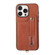 iPhone 15 Pro Max 03 RFID Card Bag Cowhide Texture PU Phone Case - Brown