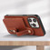 iPhone 15 Pro Max 03 RFID Card Bag Cowhide Texture PU Phone Case - Brown