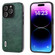 iPhone 15 Pro Max ABEEL Dual Color Lichi Texture PU Phone Case - Green