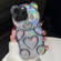iPhone 15 Pro Max Bear Shape Electroplated Laser TPU Phone Case - Blue