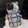 iPhone 15 Pro Max Bear Shape Electroplated Laser TPU Phone Case - Purple