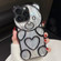 iPhone 15 Pro Max Bear Shaped Embossed Electroplated Laser TPU Phone Case - Black
