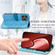 iPhone 15 Pro Max Blooming Mandala Embossed Wings Buckle Leather Phone Case - Blue