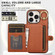 iPhone 15 Pro Max Brushed Texture Wallet Ring Holder Phone Case - Brown
