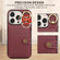 iPhone 15 Pro Max Brushed Texture Wallet Ring Holder Phone Case - Wine Red