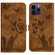 iPhone 15 Pro Max Butterfly Cat Embossing Flip Leather Phone Case - Brown