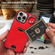 iPhone 15 Pro Max Calf Texture Card Slot Ring Holder Phone Case - Red