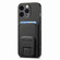 iPhone 15 Pro Max Carbon Fiber Card Bag Fold Stand Phone Case - Black