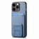 iPhone 15 Pro Max Carbon Fiber Card Bag Fold Stand Phone Case - Blue