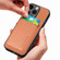 iPhone 15 Pro Max Carbon Fiber Leather Card Magsafe Phone Case - Brown