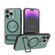 iPhone 15 Pro Max Carbon Fiber Texture PC + TPU Phone Case with Metal Holder - Green