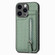 iPhone 15 Pro Max Carbon Fiber Vertical Flip Zipper Phone Case - Green