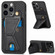 iPhone 15 Pro max Carbon Fiber Wallet Flip Card K-shaped Holder Phone Case - Black