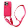iPhone 15 Pro Max Card Slot Liquid Silicone Phone Case with Lanyard - Rose Red