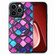 iPhone 15 Pro Max Colored Drawing Leather Back Phone Case - Purple Scales