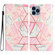 iPhone 15 Pro Max Colored Drawing Leather Phone Case - Pink Marble