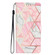 iPhone 15 Pro Max Colored Drawing Leather Phone Case - Pink Marble