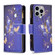 iPhone 15 Pro Max Colored Drawing Pattern Zipper Phone Leather Case - Purple Butterfly