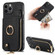 iPhone 15 Pro Max Cross Leather Ring Vertical Zipper Wallet Back Phone Case - Black